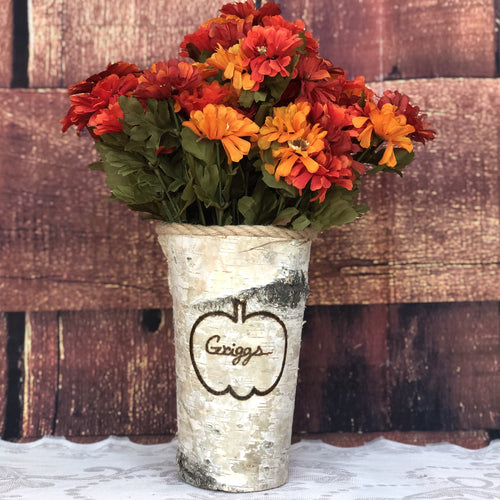 Wood burned personalized pumpkin vase - Fall centerpiece for table - Fall wedding vase