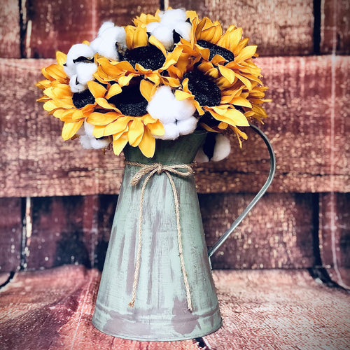 Sunflower and cotton fall water pitcher for table-Fall decorations farmhouse