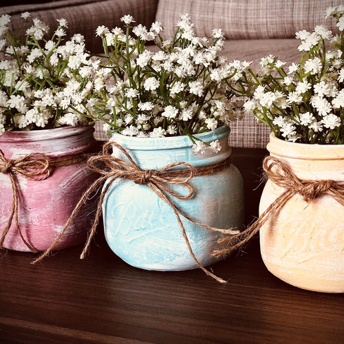 Easter mason jars | Pastel mason jars | Easter decorations for table