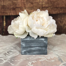 Load image into Gallery viewer, Small wood box Wooden box Wood box Rustic wedding decor Rustic centerpiece Country wedding decor Shabby chic home decor White peony rustic