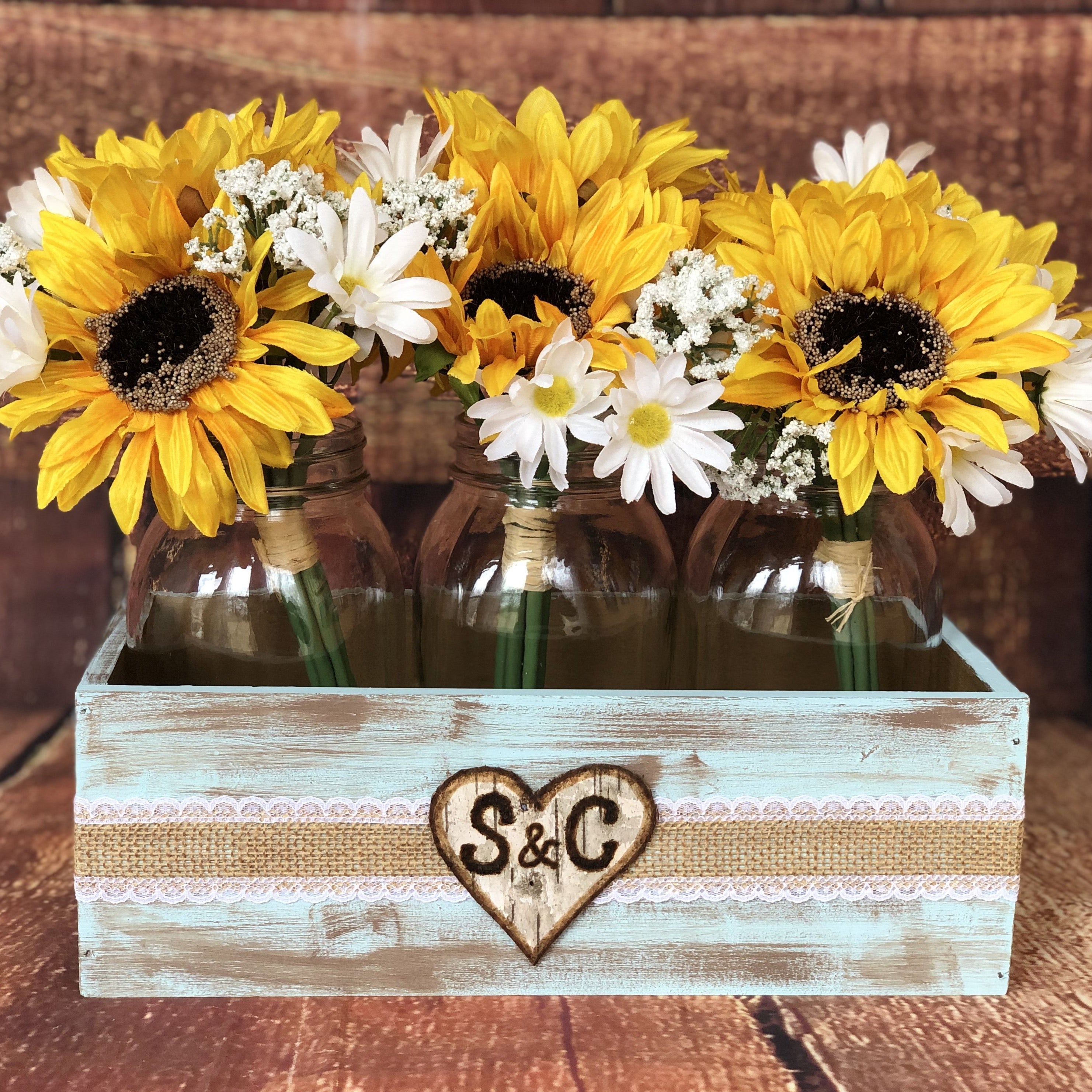 Vase centerpieces for bridal shower decorations rustic- Engagement par –  The Little Rustic Farm