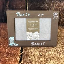 Load image into Gallery viewer, Boots or bows gender reveal centerpiece- Pregnancy reveal gifts for parents
