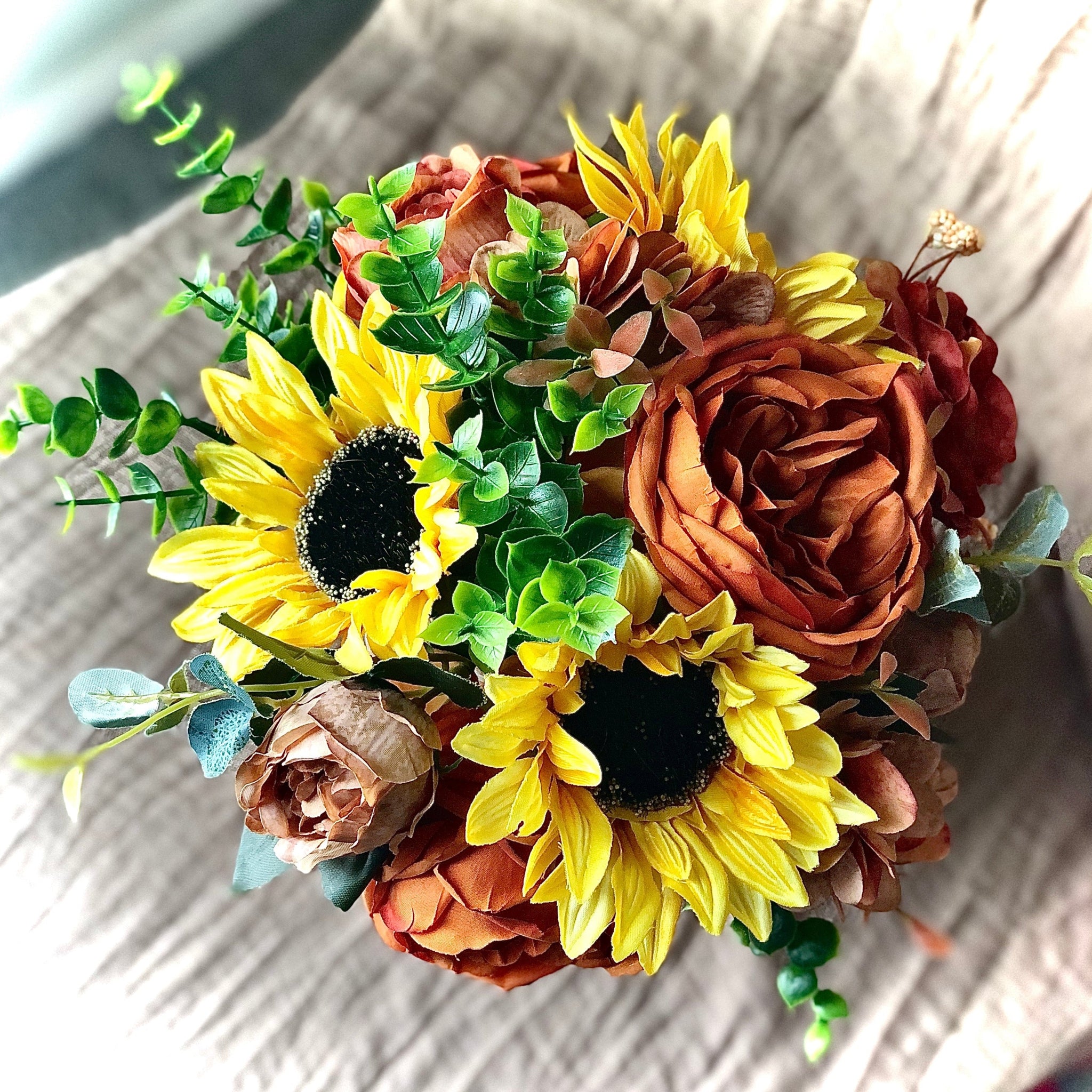 Mason jar fall tiered tray decor with sunflowers l Small sunflower cen –  The Little Rustic Farm