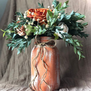 Wedding centerpieces for tables terracotta - Terracotta table center pieces - Boho terracotta wedding decor for tables - Terracotta mason jars