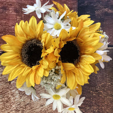 Load image into Gallery viewer, Sunflower wedding centerpieces Sunflower centerpieces Mason jar centerpieces distressed  Teal and brown wedding decorations