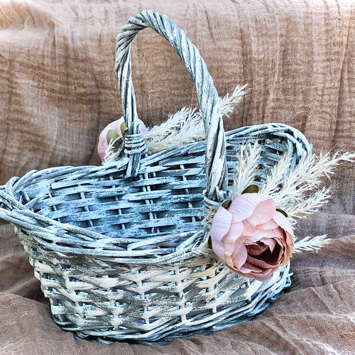 Pampas grass flower girl basket, Flower girl basket with pampas grass, Boho flower girl basket trendy