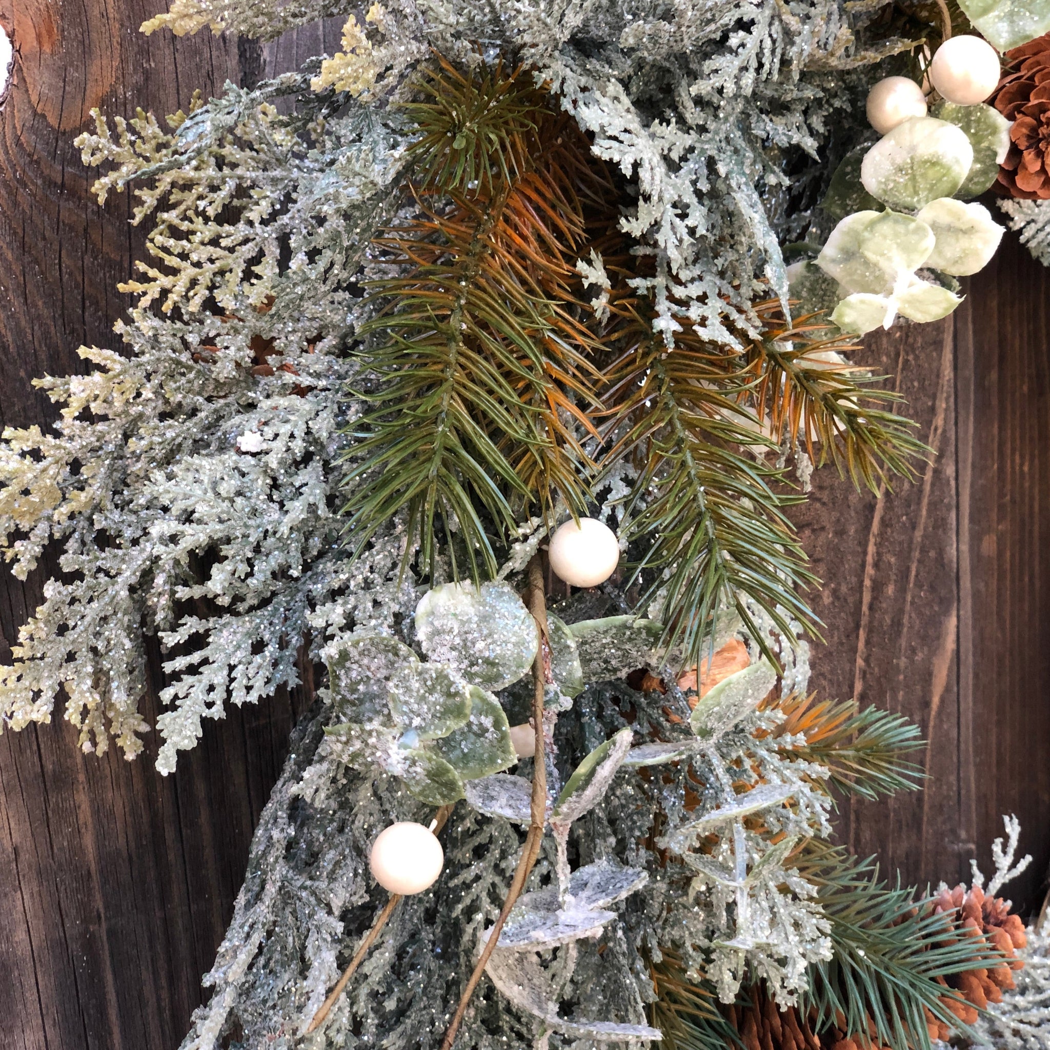 Winter wreath for screen door, Glittered wreath Christmas, Cedar wreat –  The Little Rustic Farm