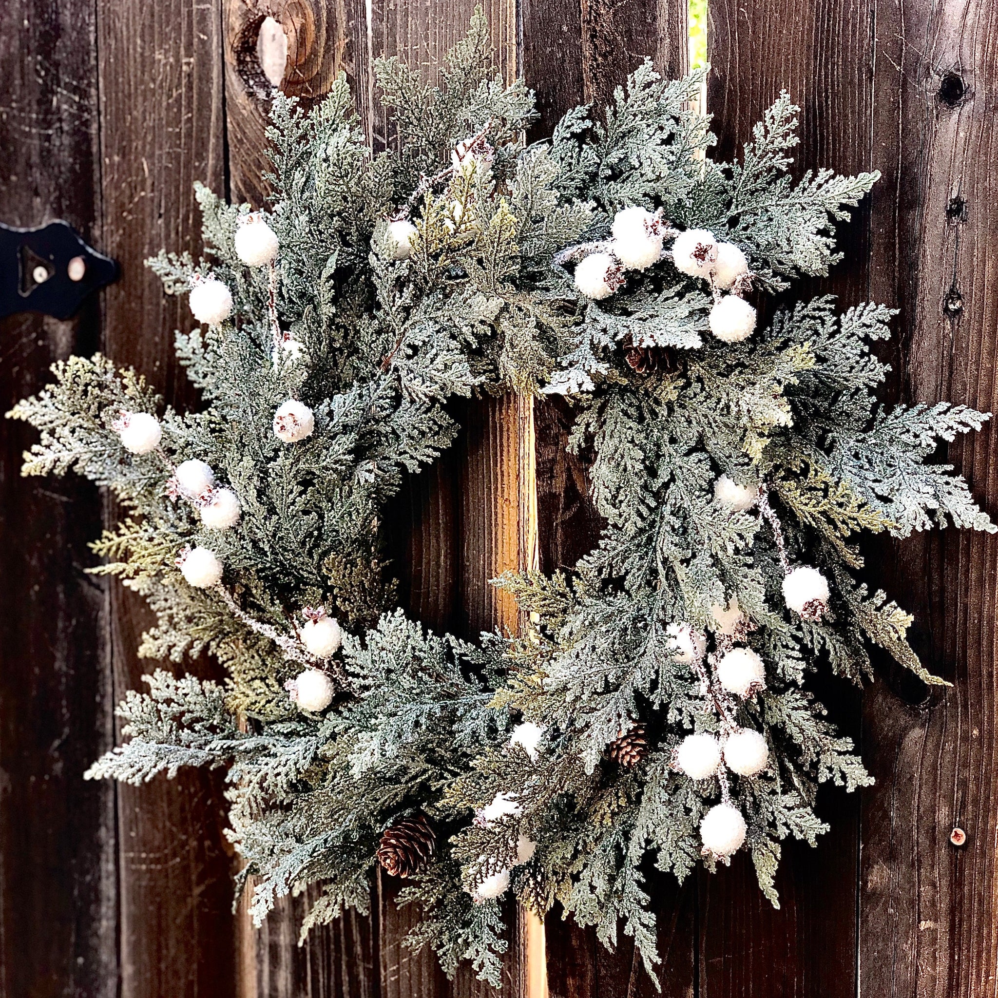 Winter wreath for screen door, Glittered wreath Christmas, Cedar wreat –  The Little Rustic Farm