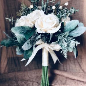 Winter bridal bouquet shimmering, Iced bridal bouquet, Winter wedding bridal bouquet