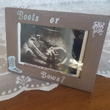 Load image into Gallery viewer, Boots or bows gender reveal centerpiece- Pregnancy reveal gifts for parents