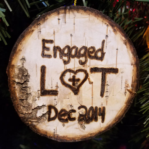 Engaged ornament - Engagement gifts for couple - Engagement ornament - Engagement ornament personalized - Birch ornament