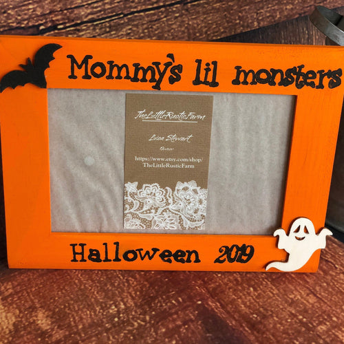 Halloween decor Halloween decorations Halloween picture frame Halloween keepsake Halloween frame Lil monster Mommys monsters Ghost Bat