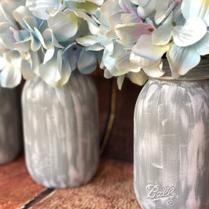 Mason jars centerpiece - Baby shower decorations rustic - Gender reveal decorations- Rustic nursery decor - Painted mason jars with flowers