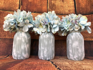 Mason jars centerpiece - Baby shower decorations rustic - Gender reveal decorations- Rustic nursery decor - Painted mason jars with flowers