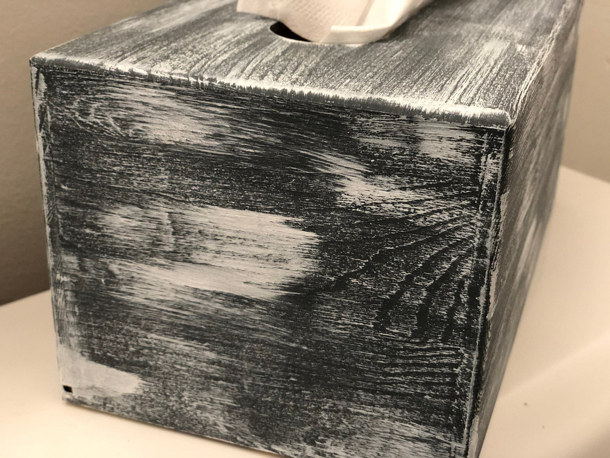 Wood Tissue Box Cover Rectangular - Rustic Farmhouse White Wooden