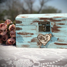Load image into Gallery viewer, Engraved wedding card box - Birch bark card box for wedding - Customizable rustic wedding card box