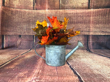 Load image into Gallery viewer, Farmhouse galvanized watering can - Fall farmhouse decor for kitchen- Small fall centerpiece for table - Fall decor for mantle- Metal decor