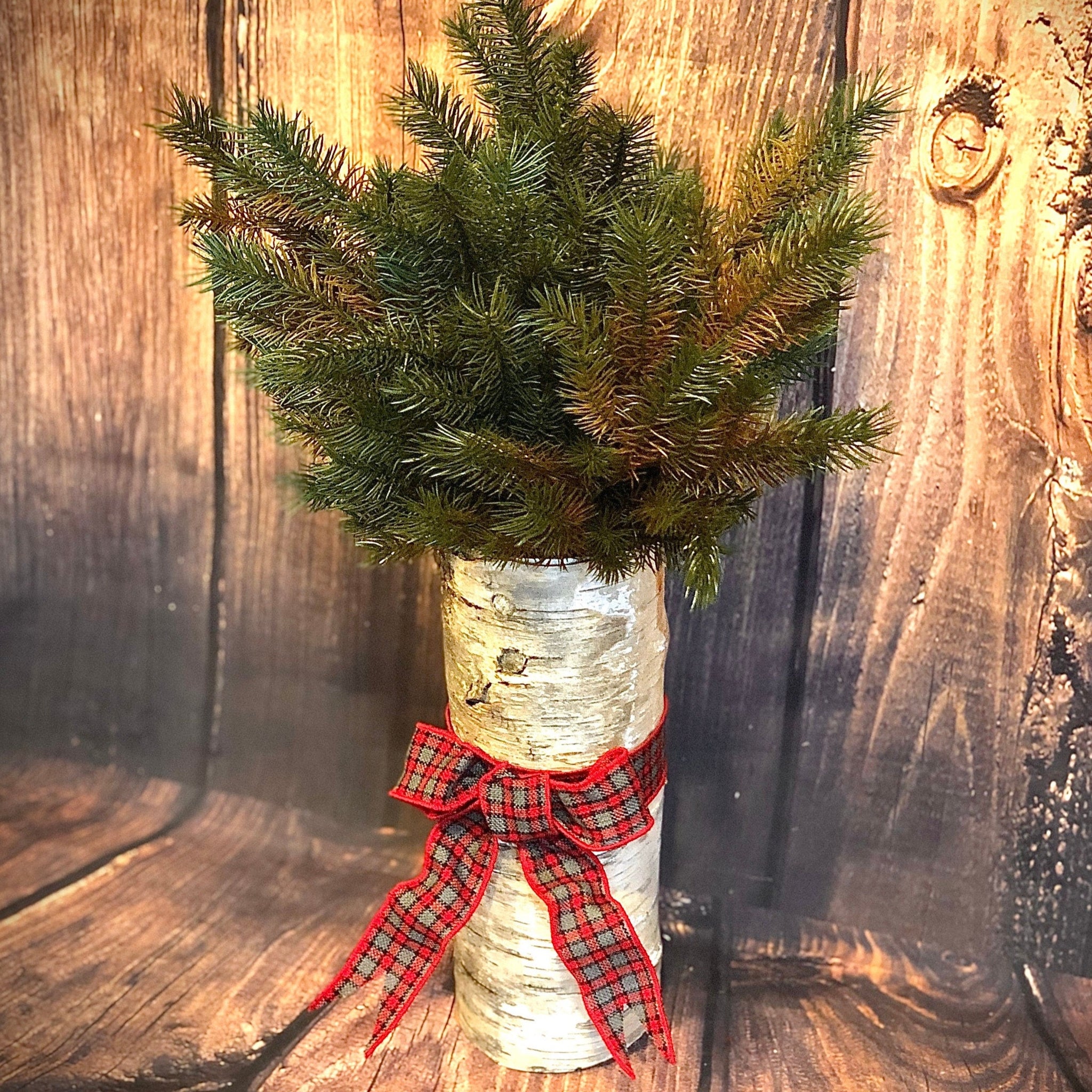 Pine winter vase filler  Christmas greenery arrangement realistic